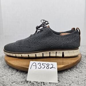 Cole Haan Mens 12 ZeroGrand Stitchlite Gray Wingtip Casual Daily Oxford Sneaker